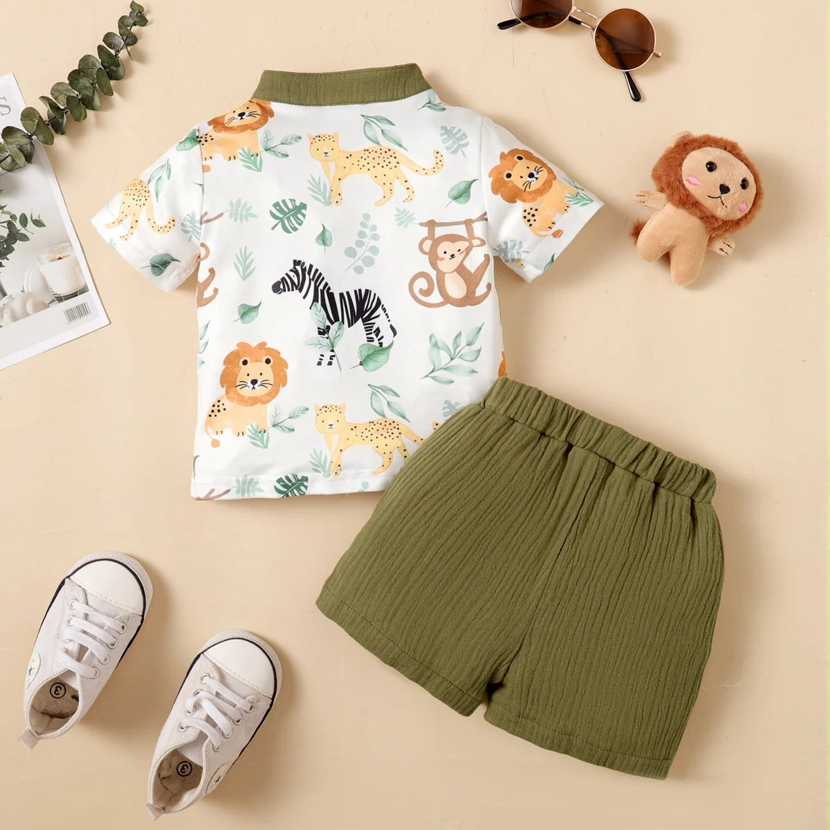 2PCS Infants Baby Boys Summer Fashion Clothes 3-24M Toddler Baby Boys Cute Cute Animal Printed