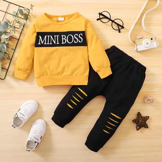 Baby Boy Outfit Suit Letter Printing Long Sleeve Top + Pants -2PCs Fashion