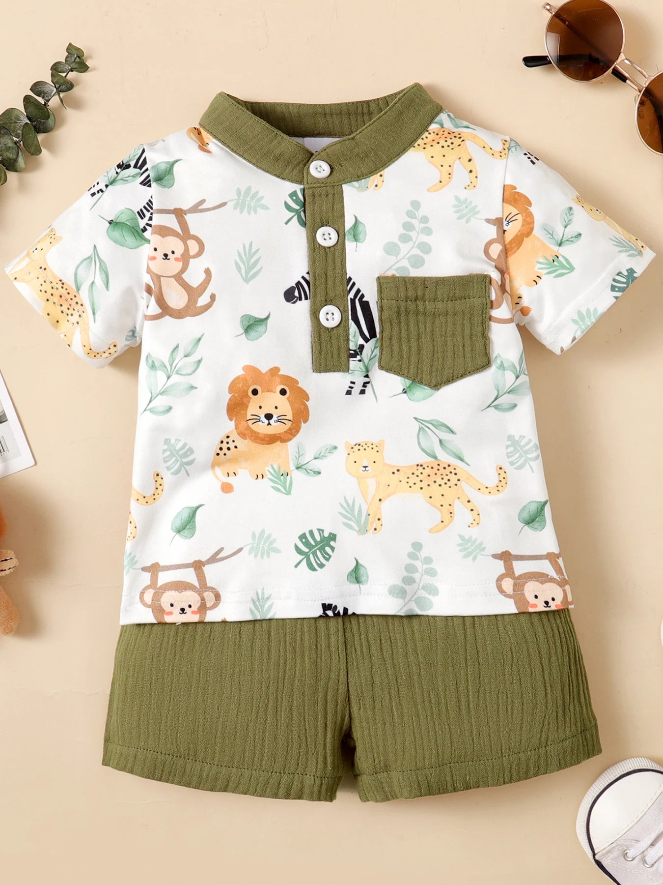 2PCS Infants Baby Boys Summer Fashion Clothes 3-24M Toddler Baby Boys Cute Cute Animal Printed